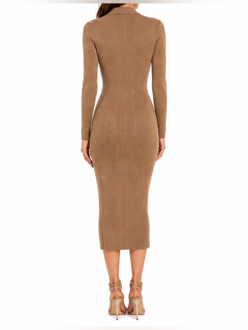 rag & bone Pacey Collared Rib Knit Sweater Midi Dress Khaki XS - Picture 2 of 10